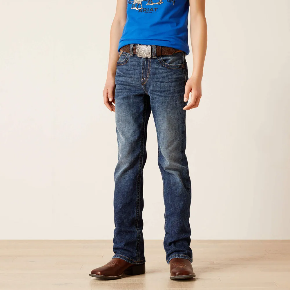 10045384 Ariat Boys B4 Relaxed Dennis Boot Cut Jean- Denali