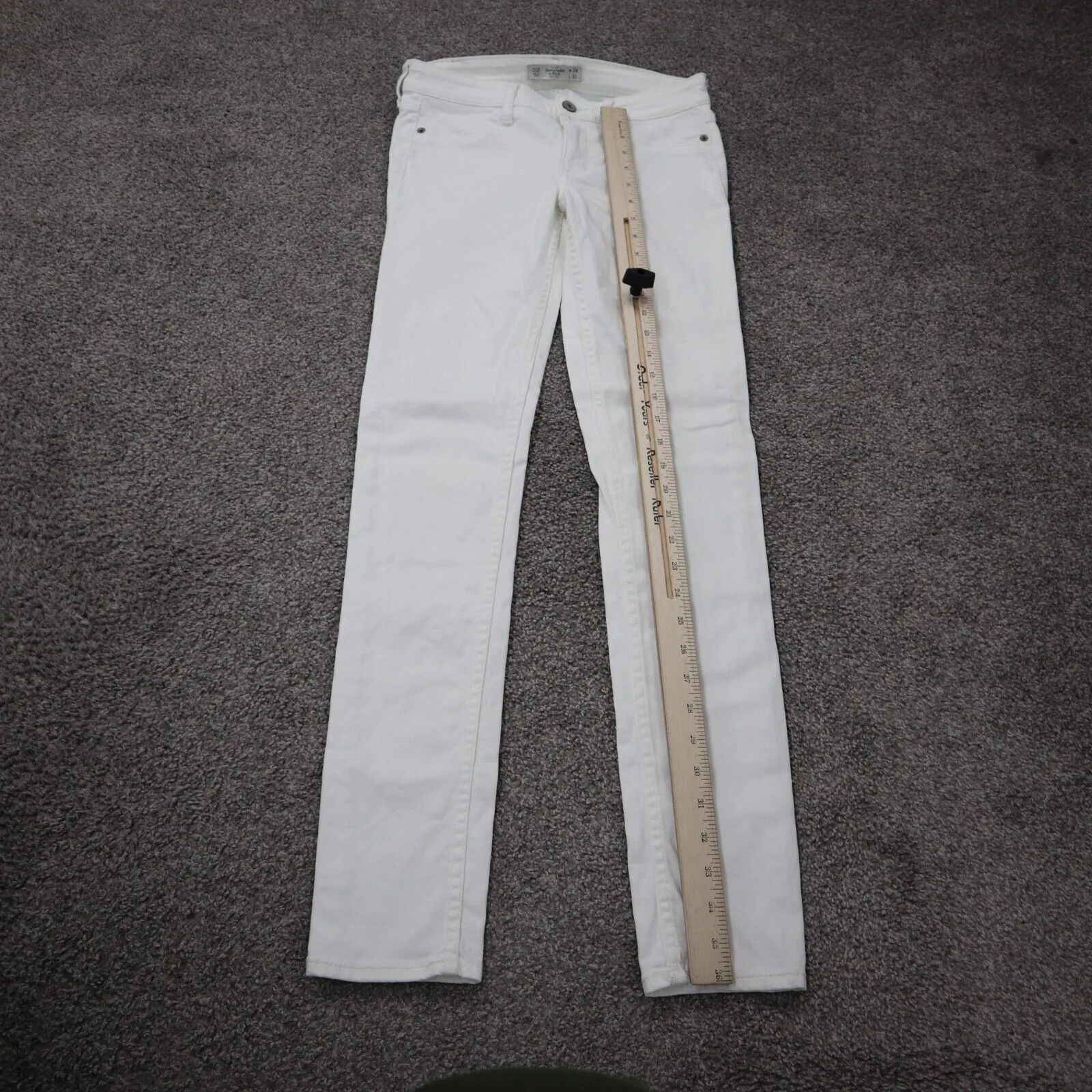 Abercrombie & Fitch Women Jeans Slim Skinny Leg Low Rise Pocket White SZ W24XL31