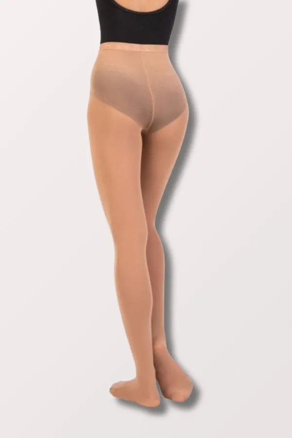 Adult TotalSTRETCH Elastic Waistband Footed Dance Tights (A30) - Suntan