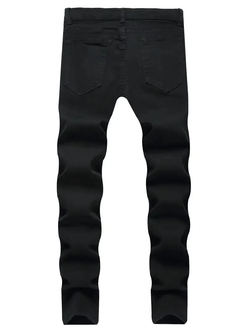 Aesthetic Harajuku Y2K Broken Heart Printed Streetwear Regular Fit Black Denim Jeans For Mens