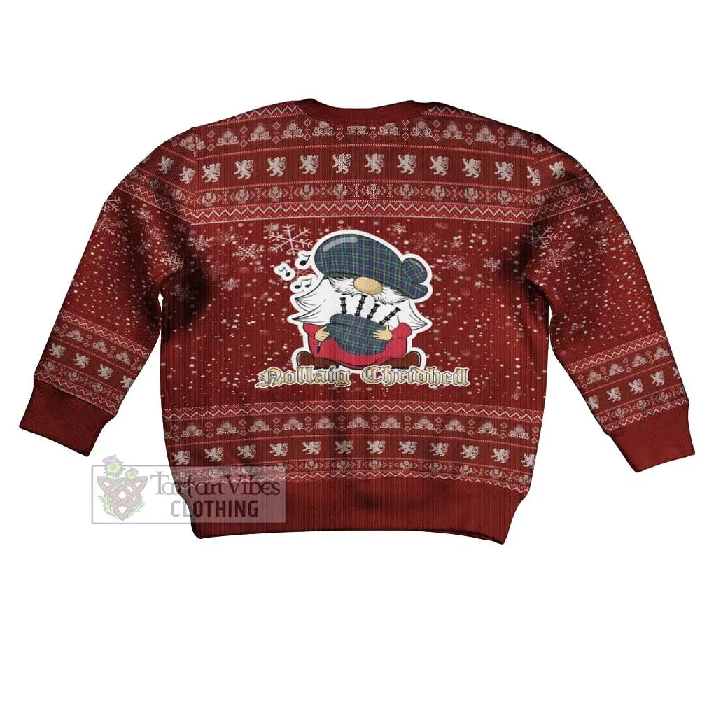 Allardice Clan Christmas Kid Ugly Sweater with Gnome Playing Bagpipes