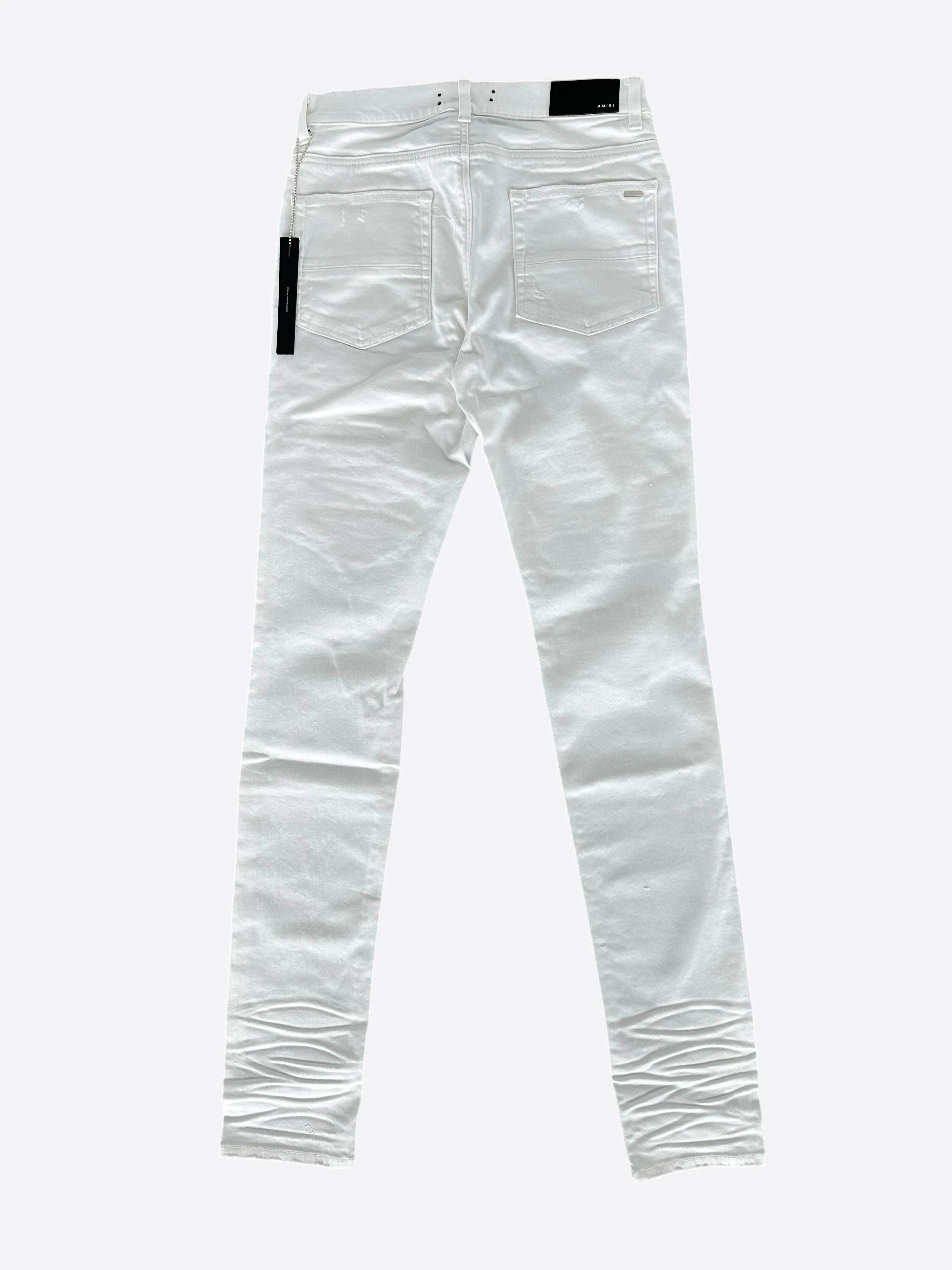 Amiri White & Black Bandana Patch Thrasher Jeans