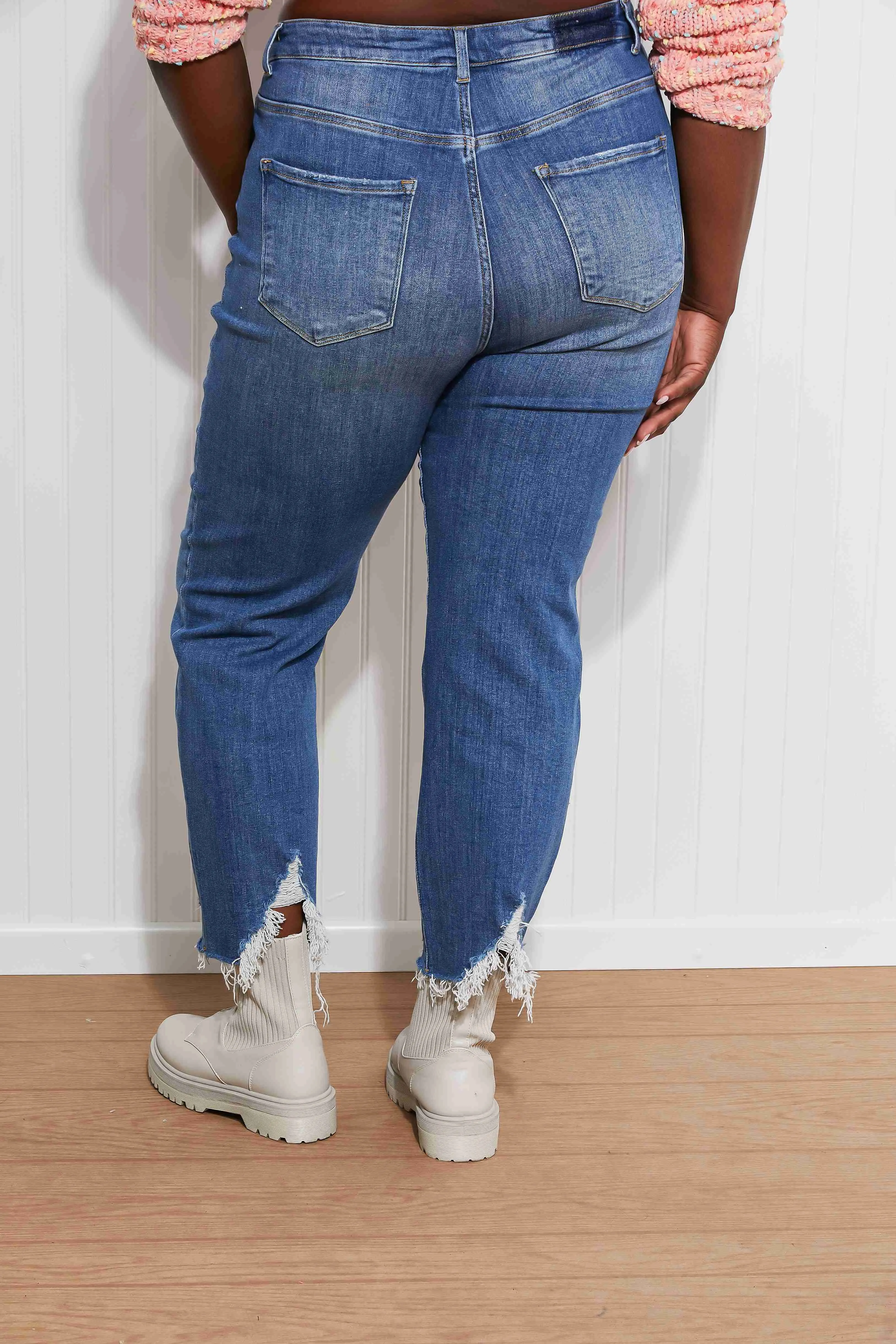 Anastasia Full Size Raw Hem Boyfriend Jeans