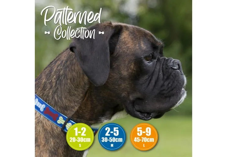 Ancol - Adjustable Patterned Collar - Red Paw & Bone - Large (45-70cm)