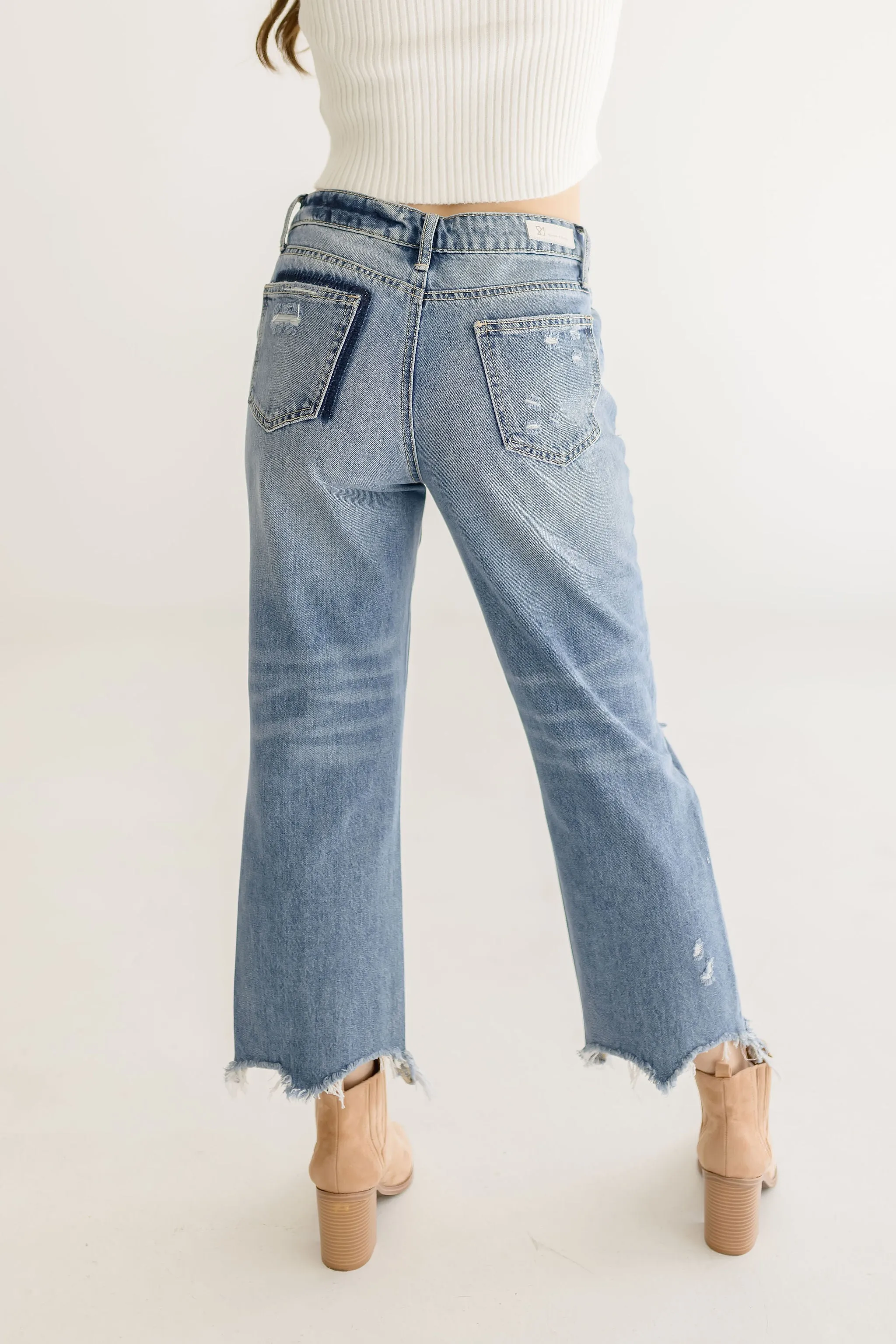 Anna High Rise Distressed Jeans Medium Wash