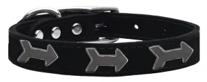 Arrow Widget Genuine Leather Dog Collar Black 20