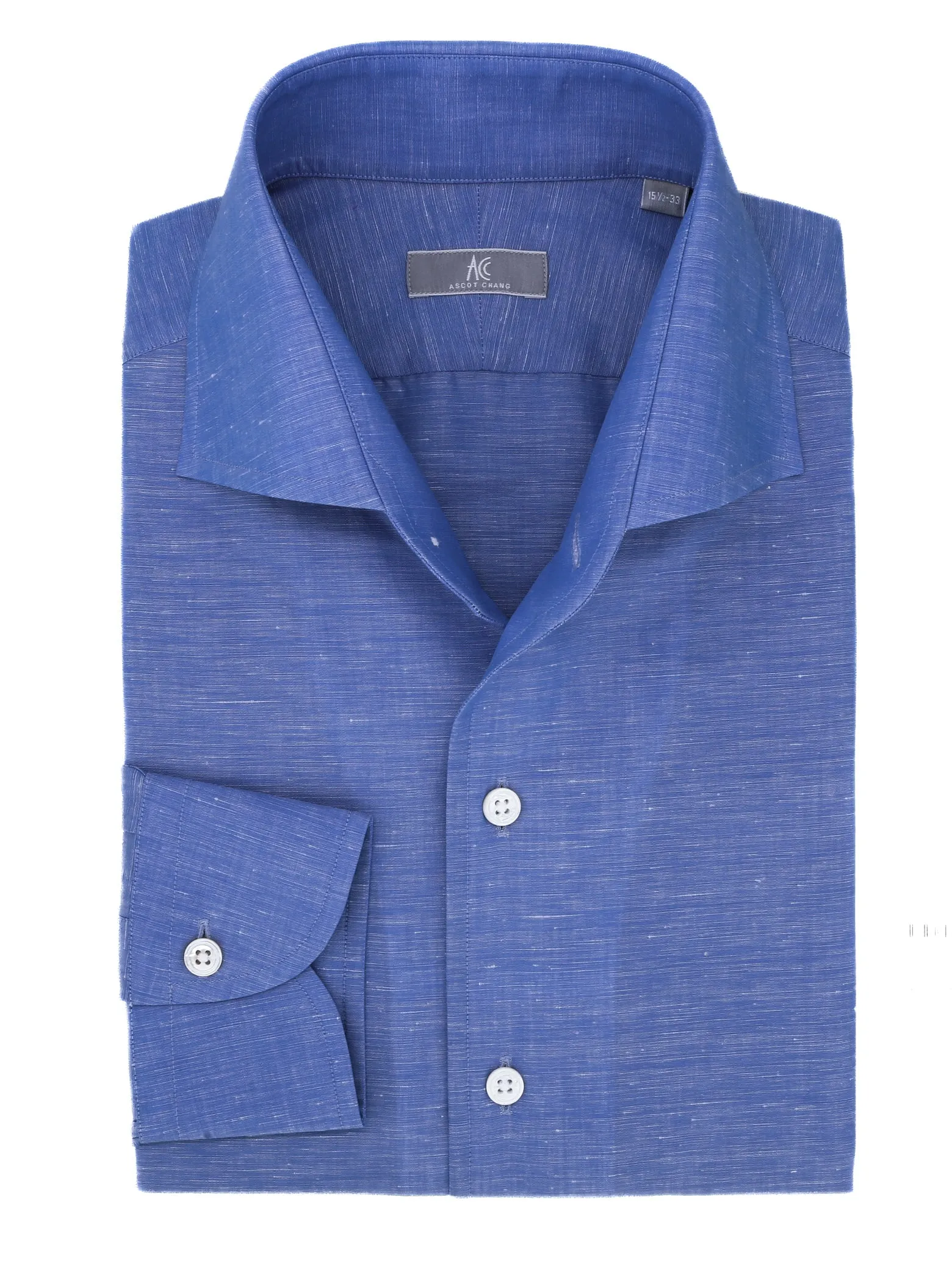 Azure Cotton Linen "Ascot Collar" Shirt