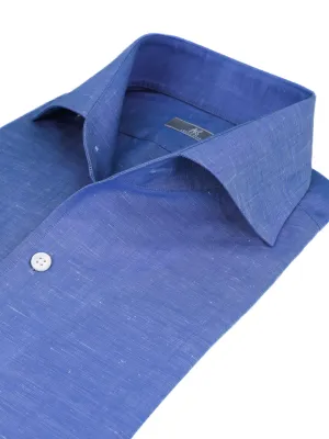 Azure Cotton Linen "Ascot Collar" Shirt