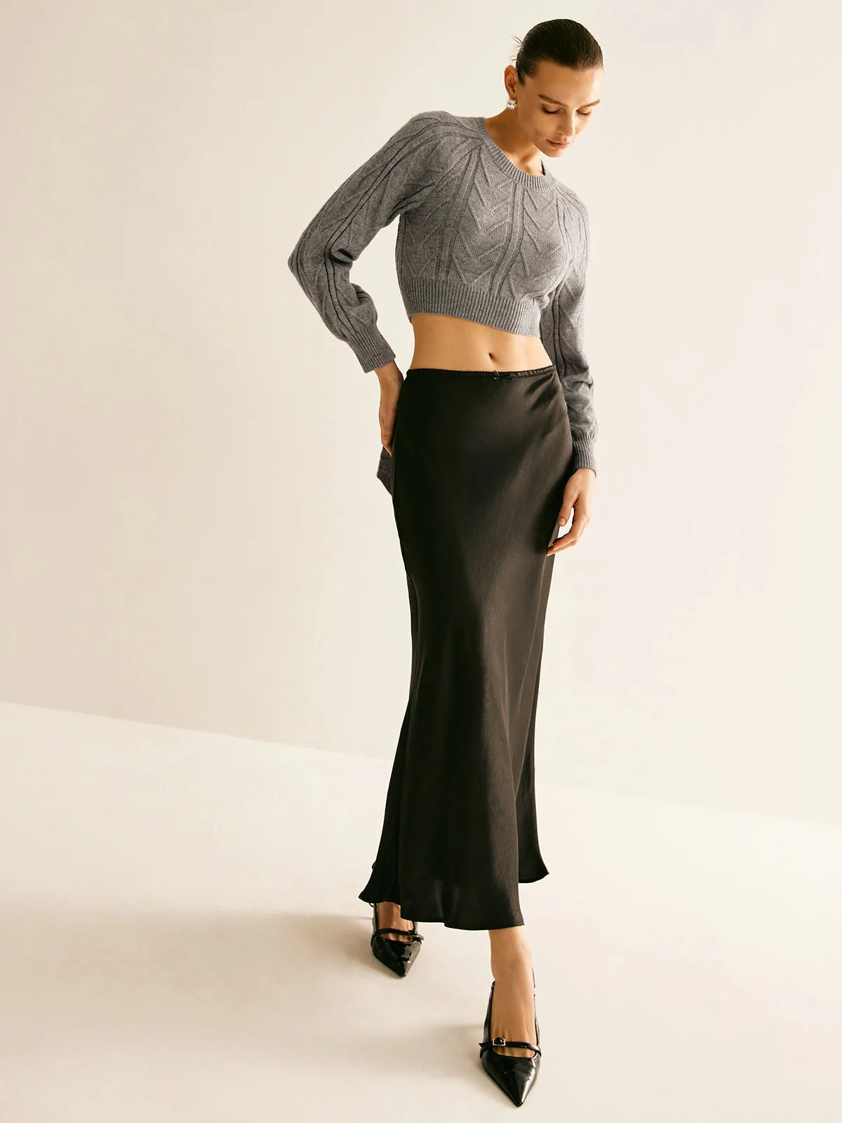 Backless Crop Tie Sweater