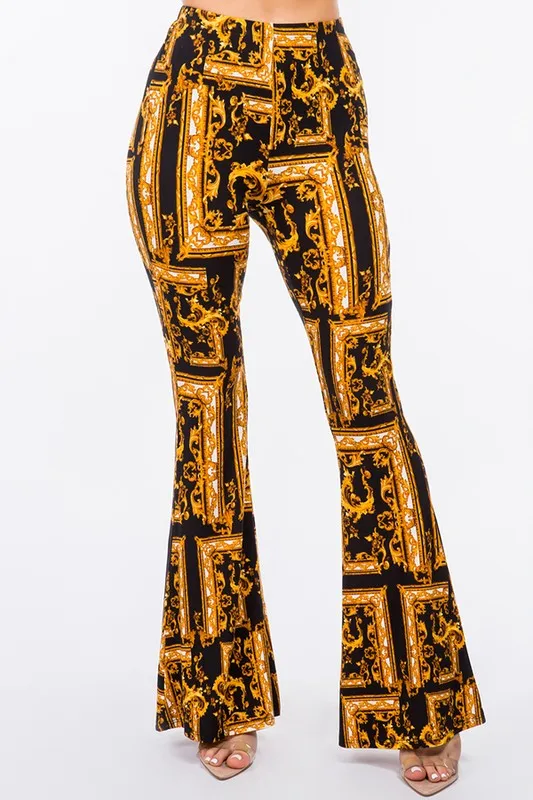 Baroque Print Flared Pants