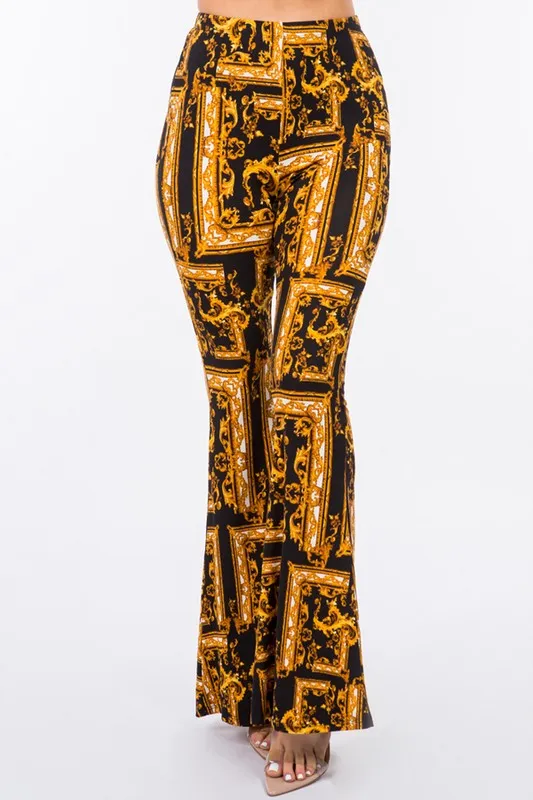 Baroque Print Flared Pants