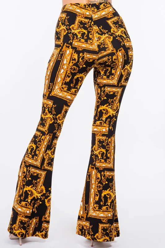 Baroque Print Flared Pants