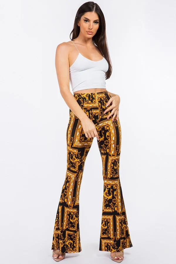 Baroque Print Flared Pants