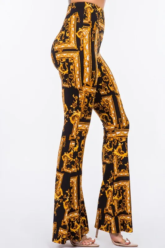 Baroque Print Flared Pants