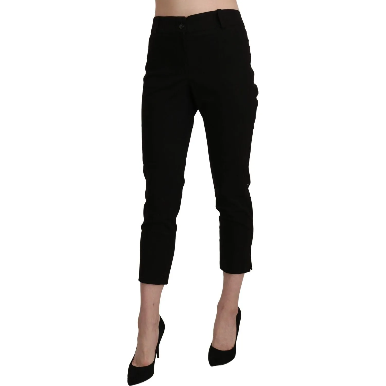 BENCIVENGA Elegant Black High Waist Cropped Pants