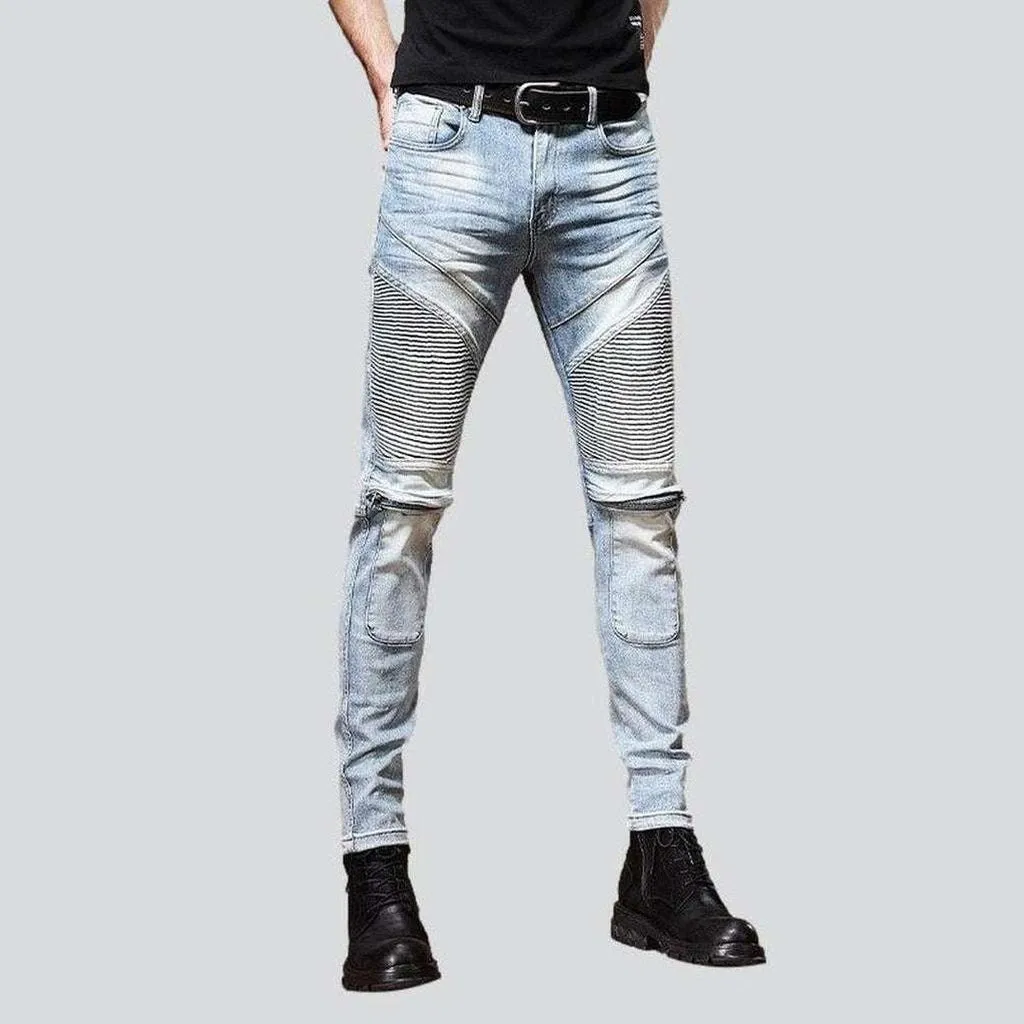 Biker jeans with knee zippers