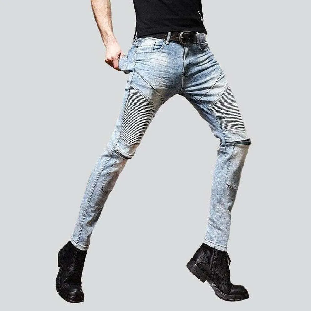 Biker jeans with knee zippers