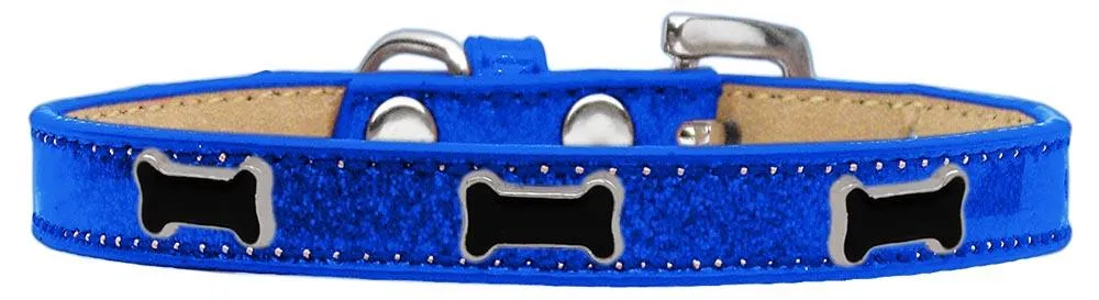 Black Bone Widget Dog Collar Blue Ice Cream Size 16