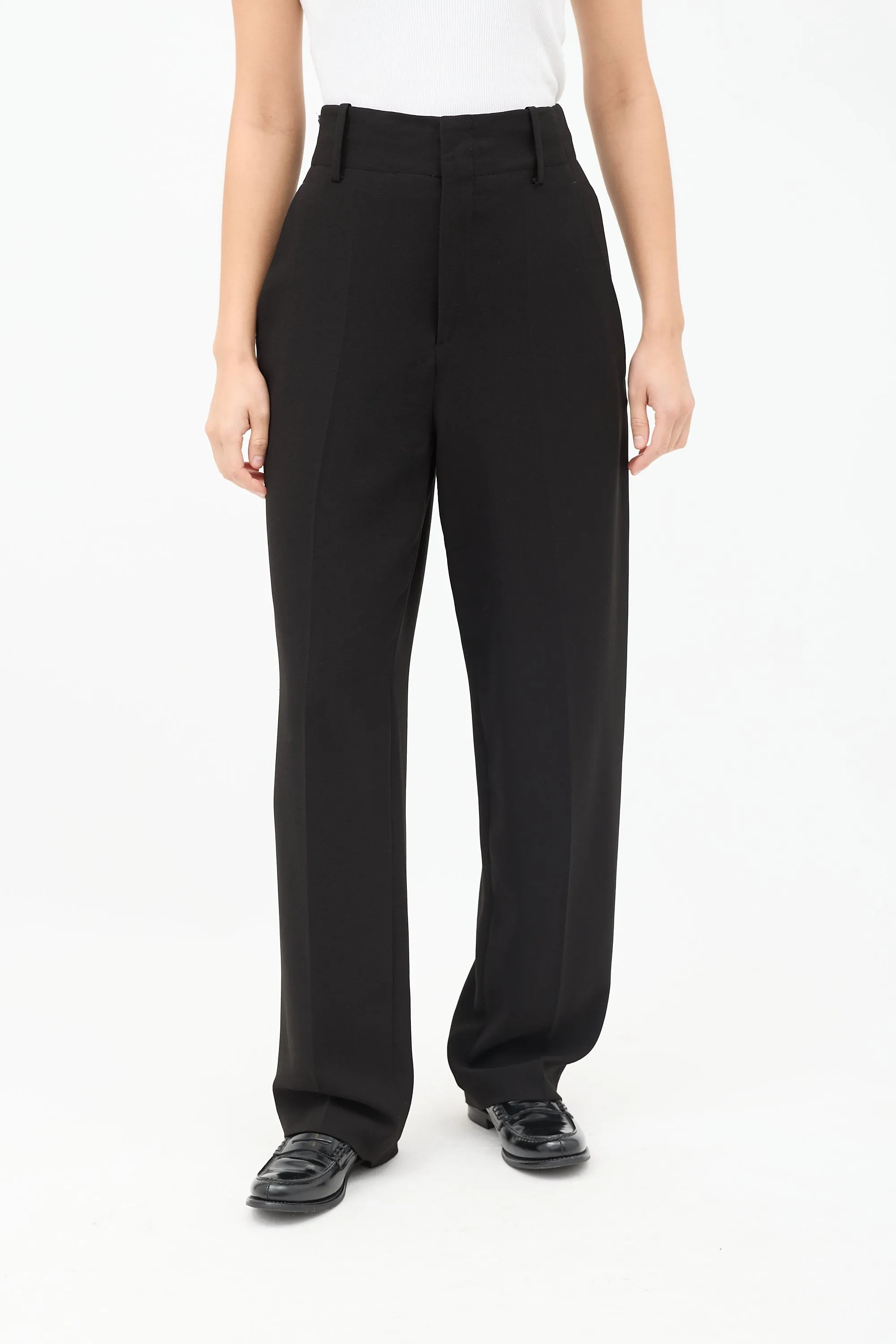 Black High Waist Straight Leg Trouser