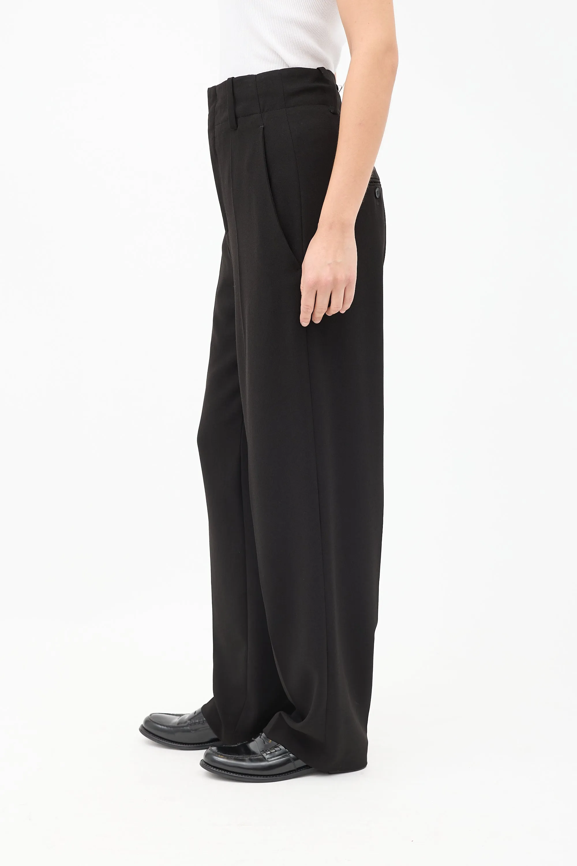 Black High Waist Straight Leg Trouser