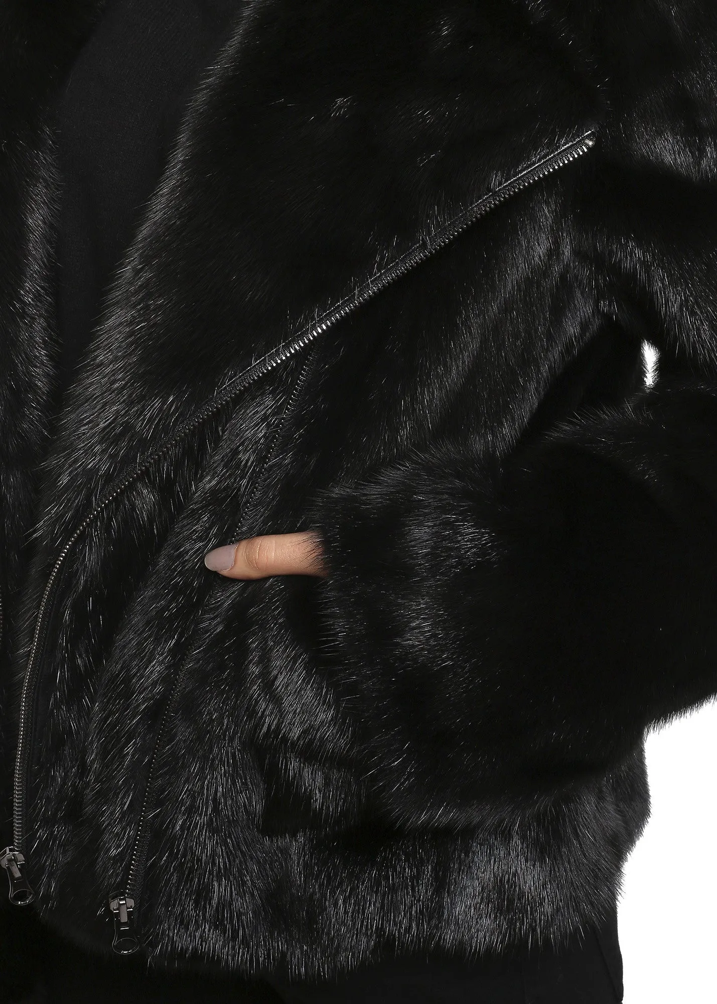 Black Mink Biker Jacket