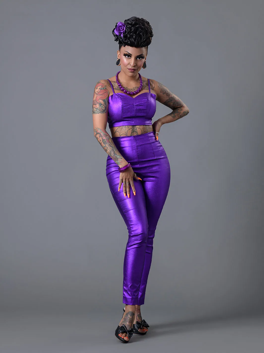 Bombshell High Waist Lurex Pants- New Colors see