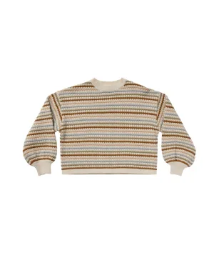 Boxy Crop Sweater Honeycomb Stripe