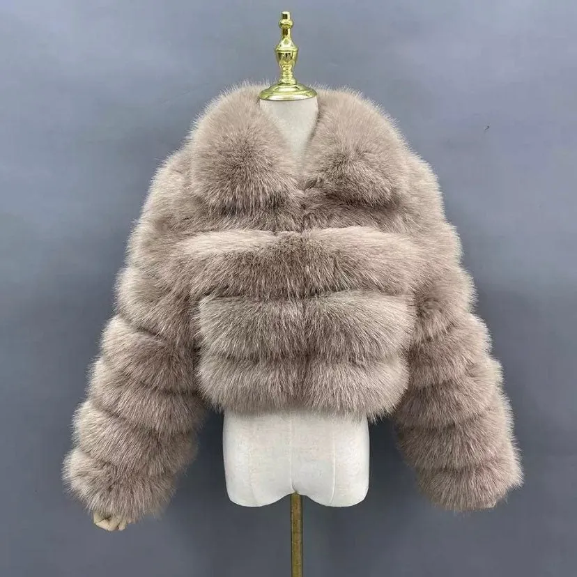 Bridal Cropped Collar Faux Fur Jacket