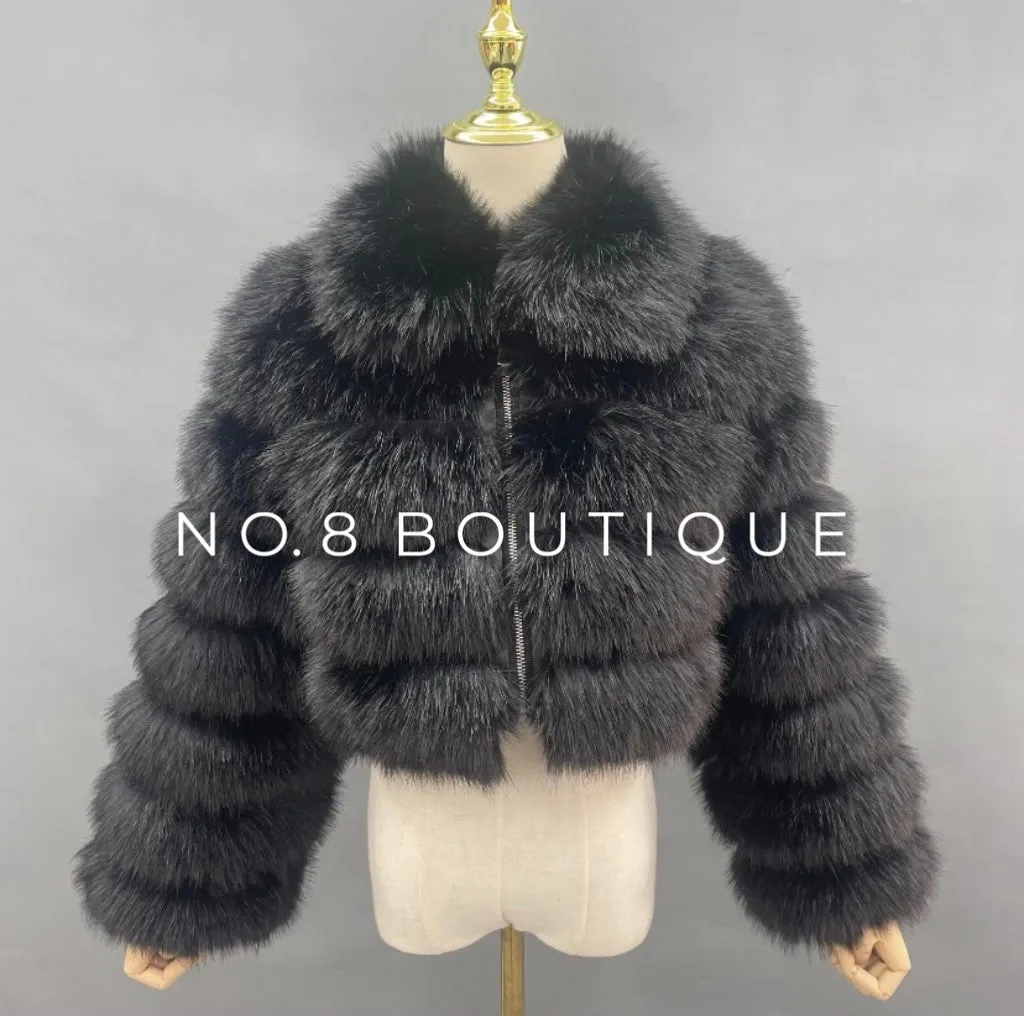 Bridal Cropped Collar Faux Fur Jacket