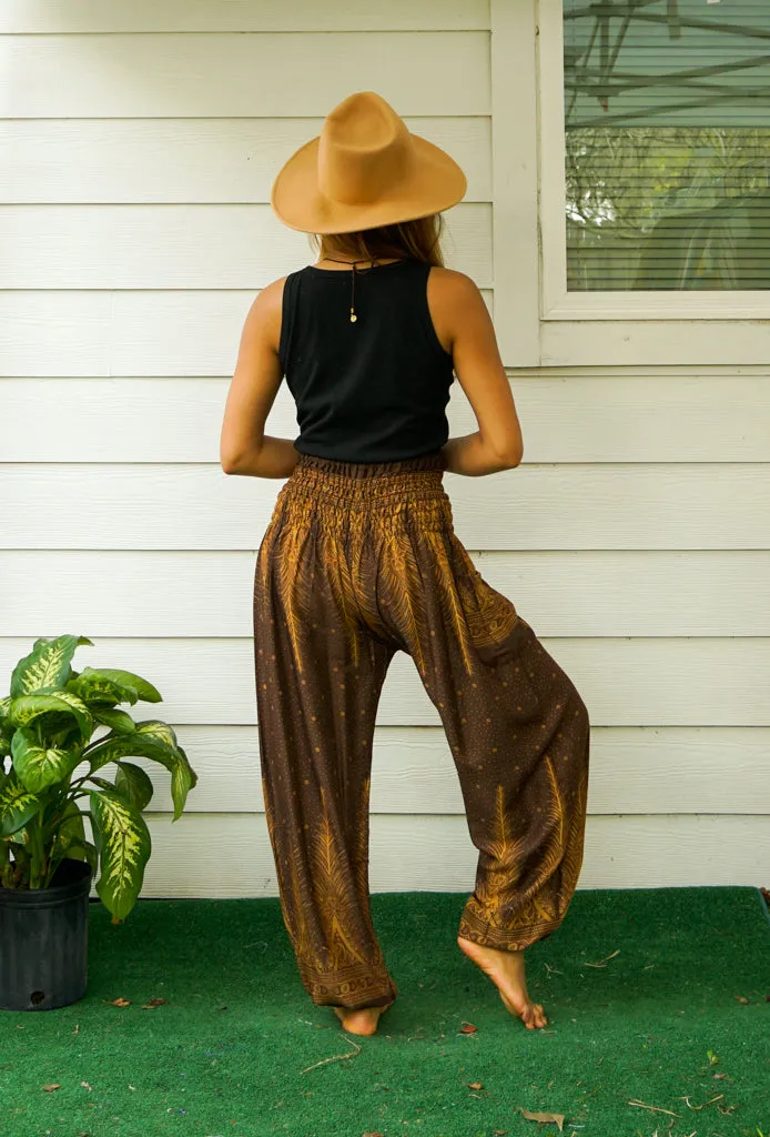 Brown Peacock Harem Pants