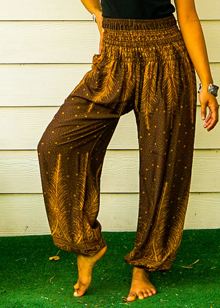 Brown Peacock Harem Pants