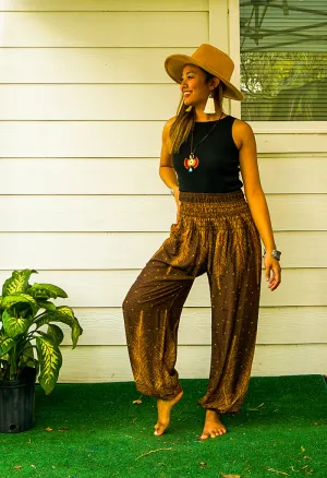 Brown Peacock Harem Pants