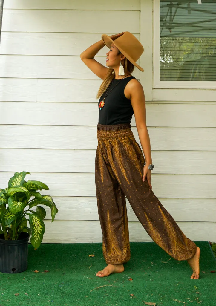 Brown Peacock Harem Pants