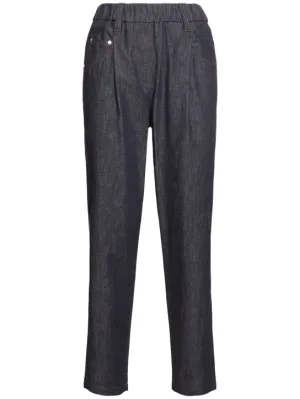 Brunello Cucinelli   Elastic waist denim straight pants 