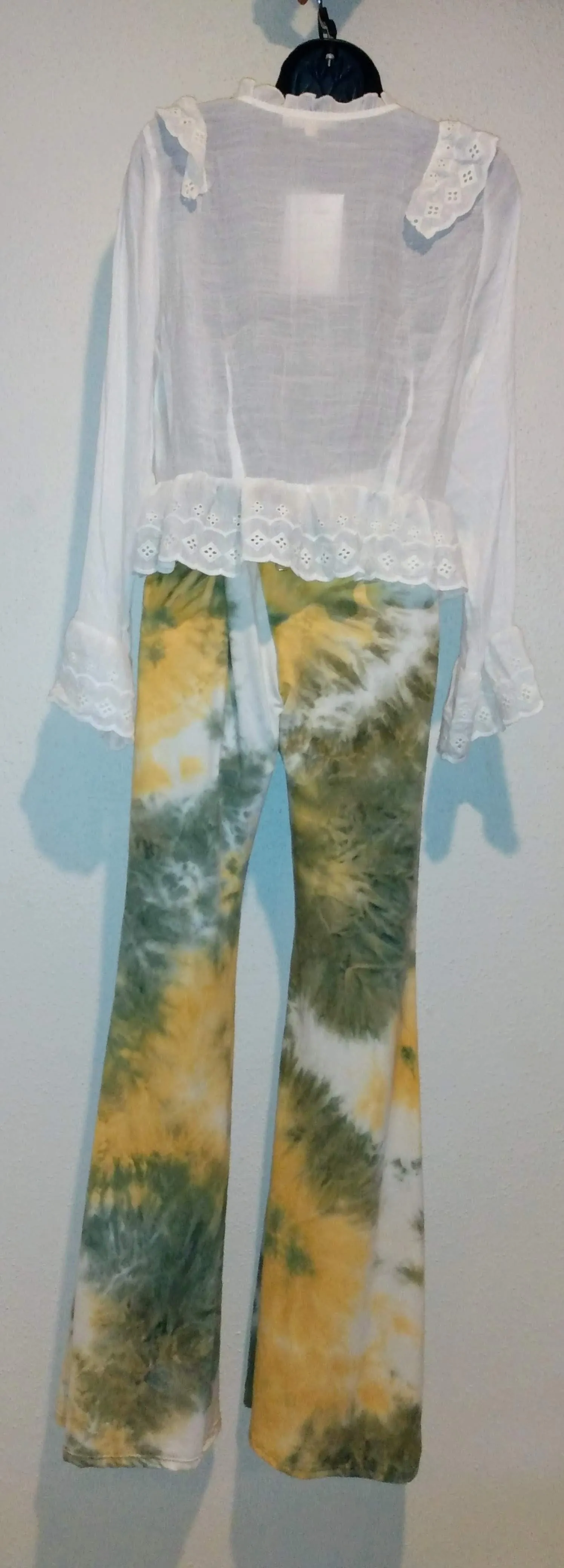 BUTTON FRONT BLOUSE W/ FLARE PANTS