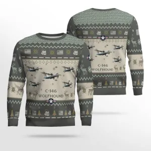 C-146 Wolfhound C146 Aircraft Ugly Sweater, Ugly Sweater Christmas Shirt for Men Dad Veteran