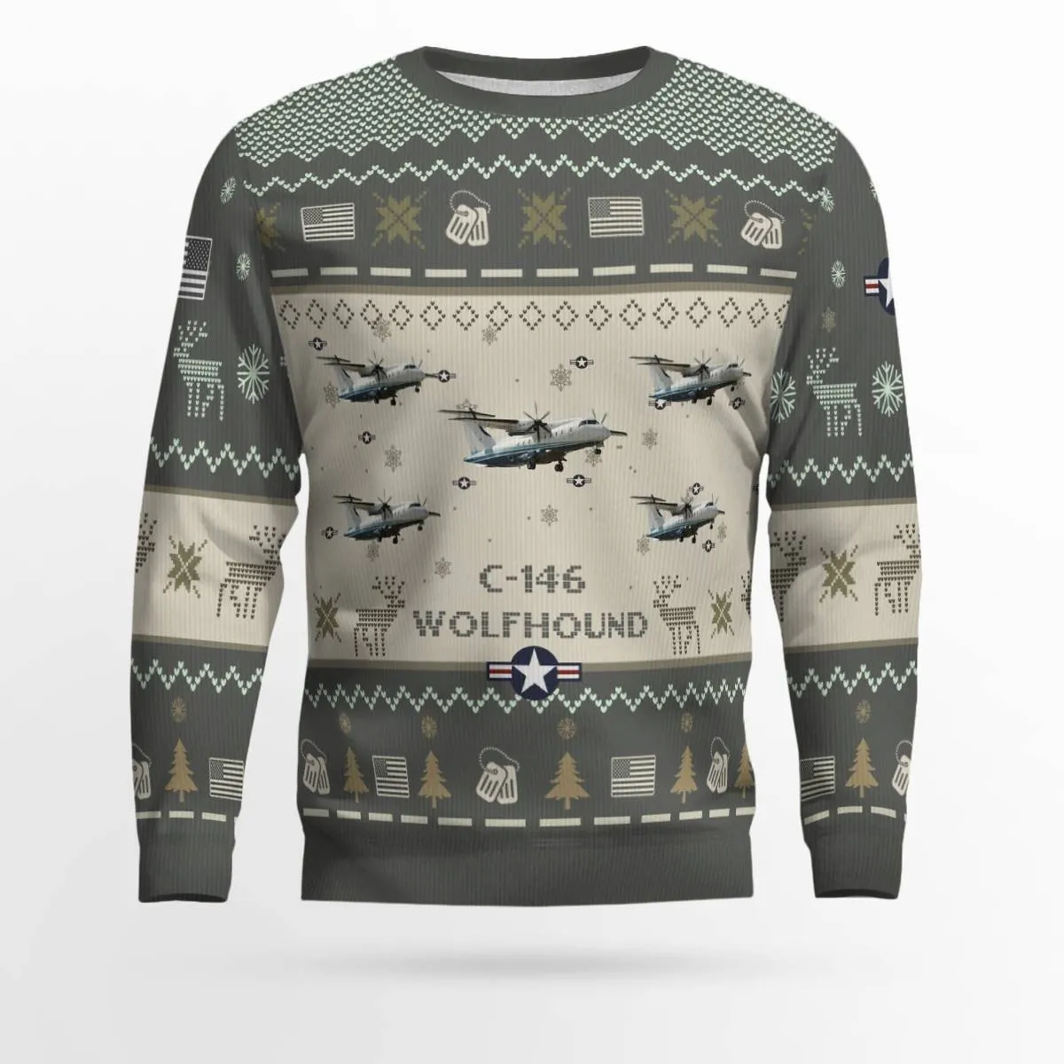 C-146 Wolfhound C146 Aircraft Ugly Sweater, Ugly Sweater Christmas Shirt for Men Dad Veteran