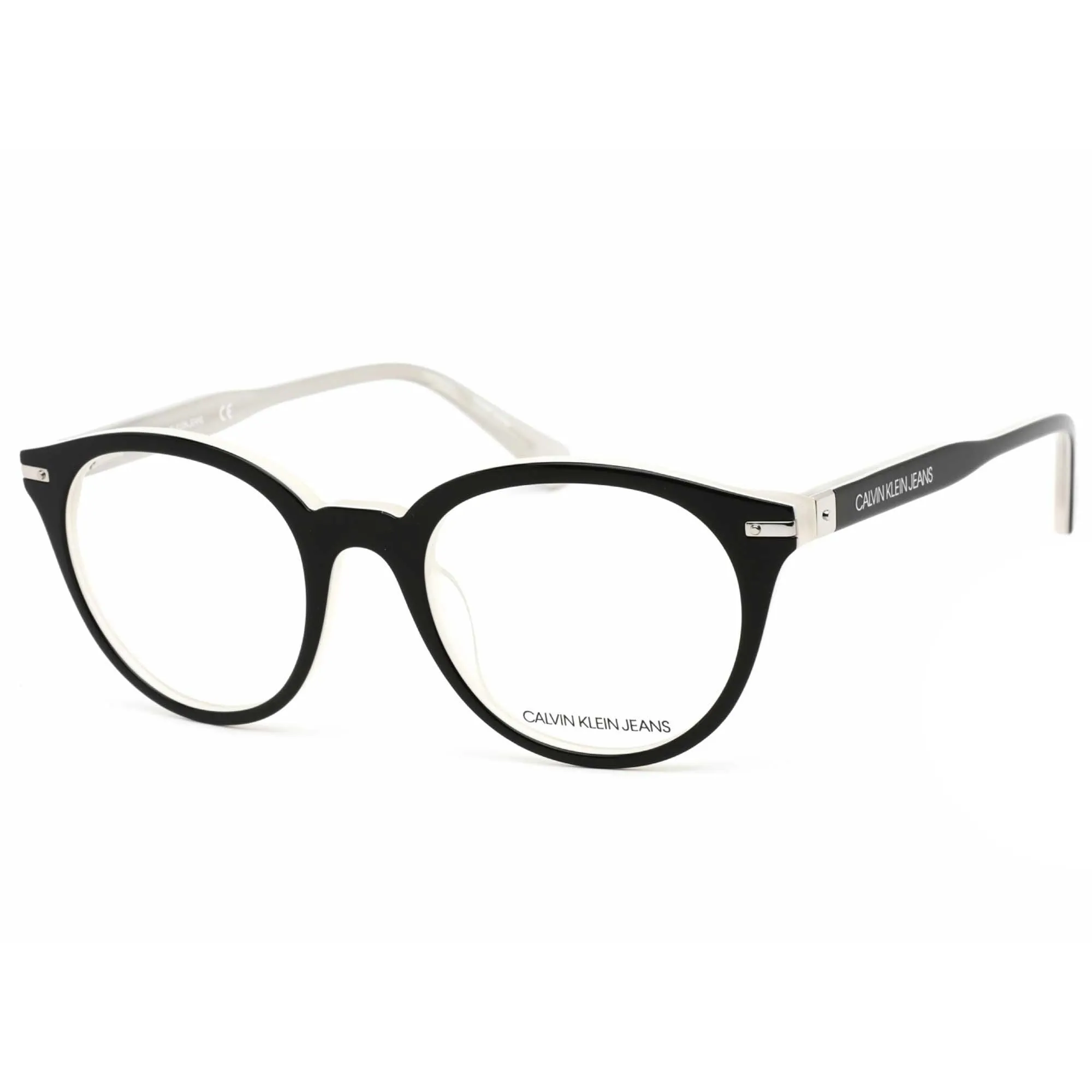 Calvin Klein Jeans Unisex Eyeglasses - Black/Milky White Round Frame | CKJ20513 073