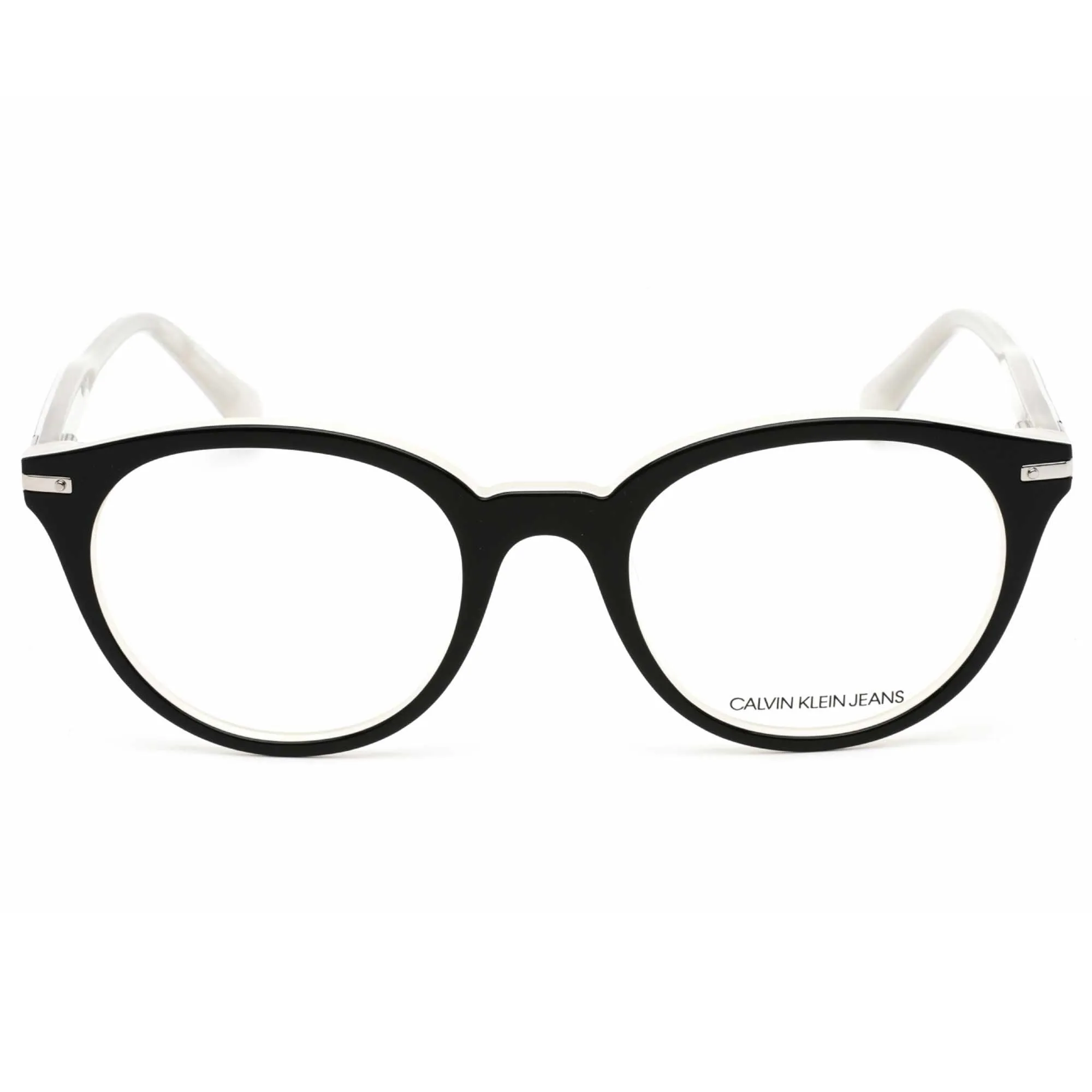 Calvin Klein Jeans Unisex Eyeglasses - Black/Milky White Round Frame | CKJ20513 073