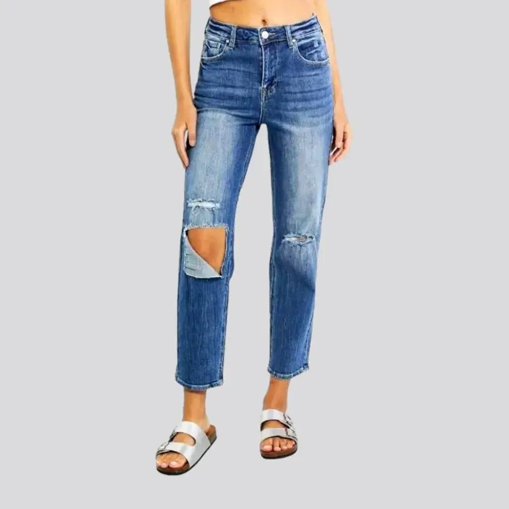 Casual women's whiskered jeans