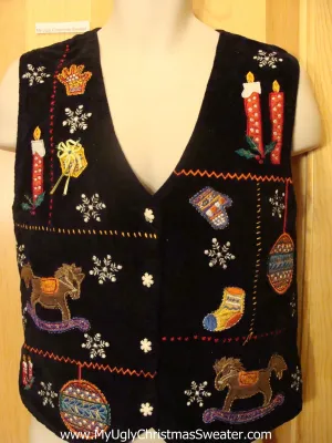 Cheap Ugly Christmas Sweater Vest Rocking Horse