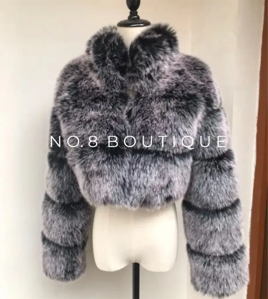 Chelsea 3 Row Cropped Collar Faux Fur Jacket