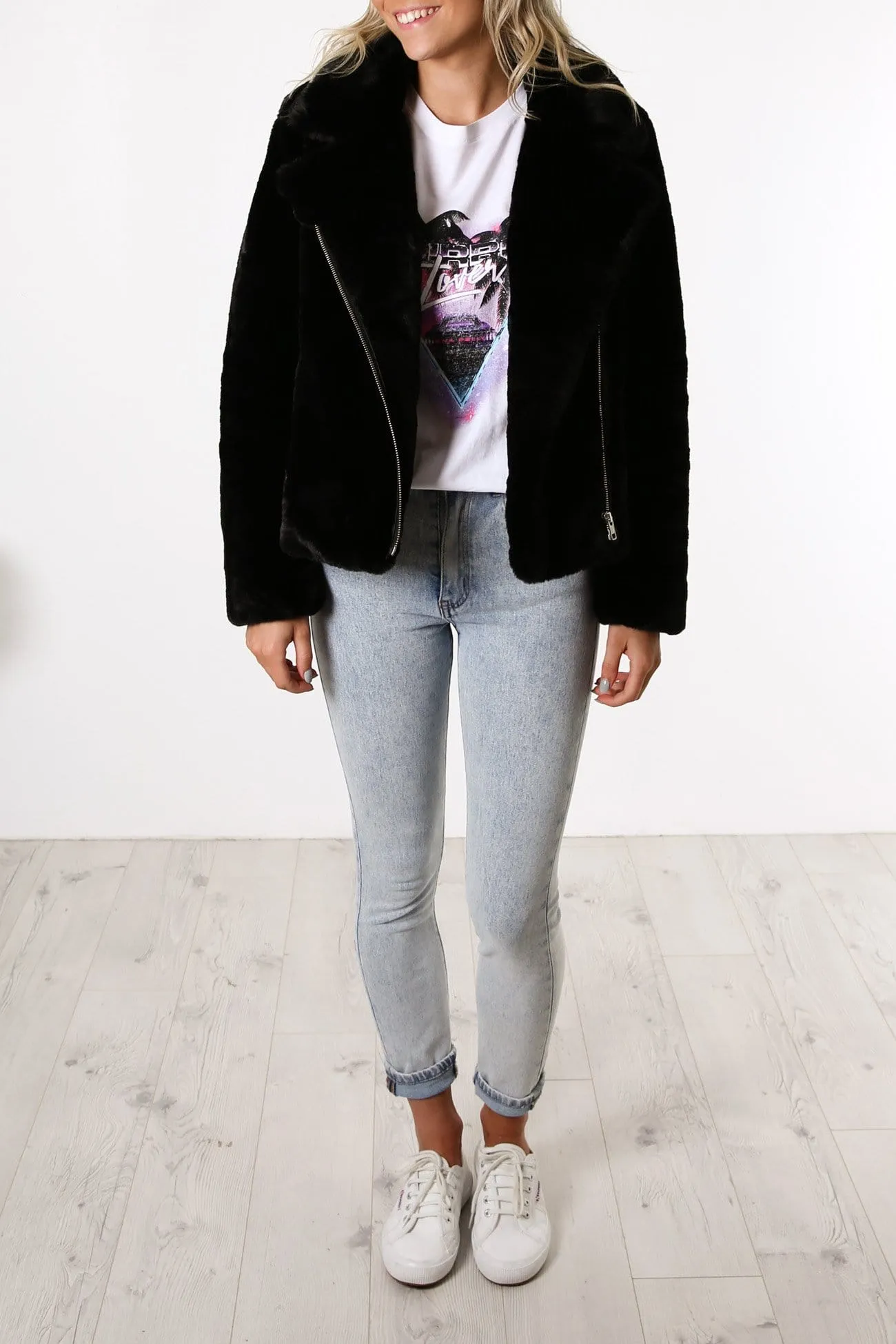 Classic Faux Fur Jacket Black