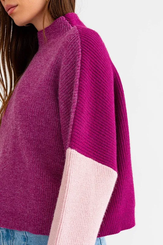 COLORBLOCK OVER SIZED SWEATER