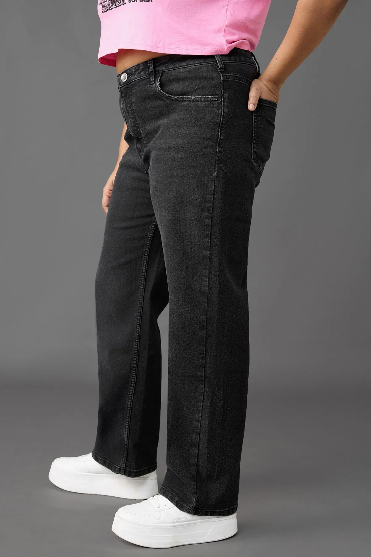 Curve Charcoal Straight Jeans