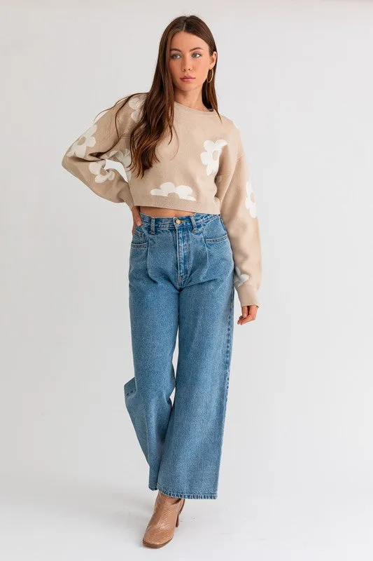 Daisy Long Sleeve Crop Sweater