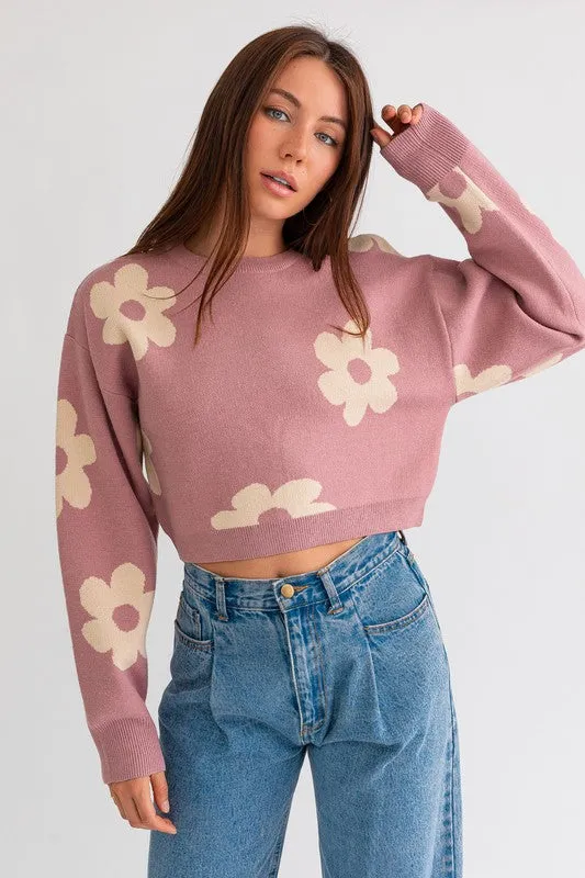 Daisy Long Sleeve Crop Sweater