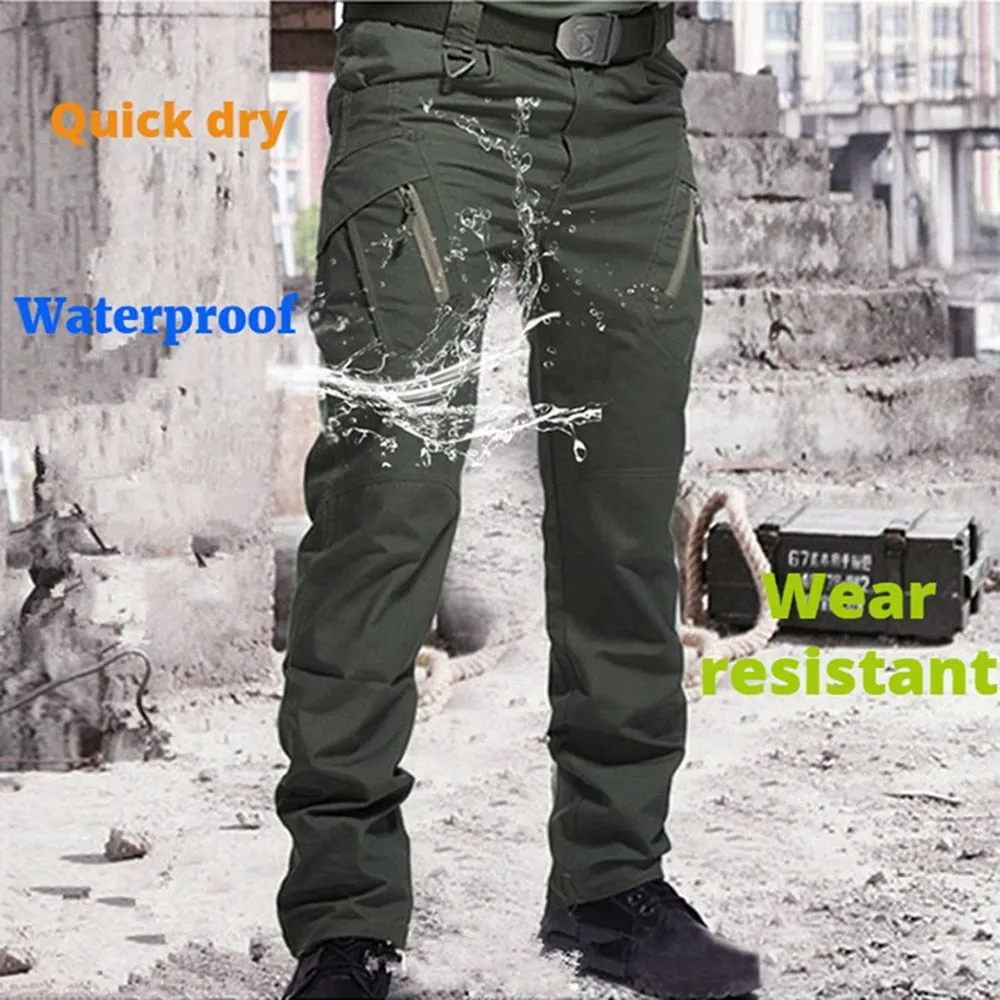 DEANWANGKT Mens Vintage Hip Hop Style Baggy Jeans 6XL City Military Tactical Pants Elastic SWAT Combat Army Trousers Many Pockets Waterproof Wear Resistant Casual Cargo Pants Men