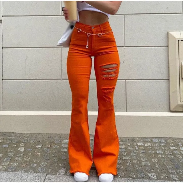 deanwangkt Y2k Blue Ripped Baggy Flare Pants Women High Waist Harajuku Wide Leg Denim Jeans Mom Female Streetwear Harajuku Trousers