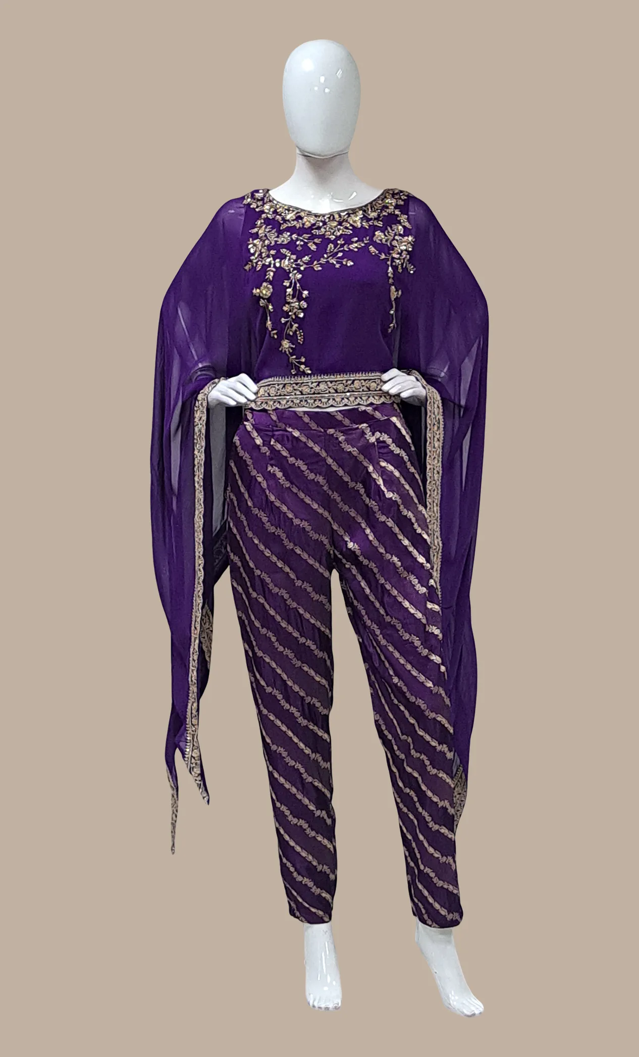 Deep Violet Fusion Poncho  & Pants